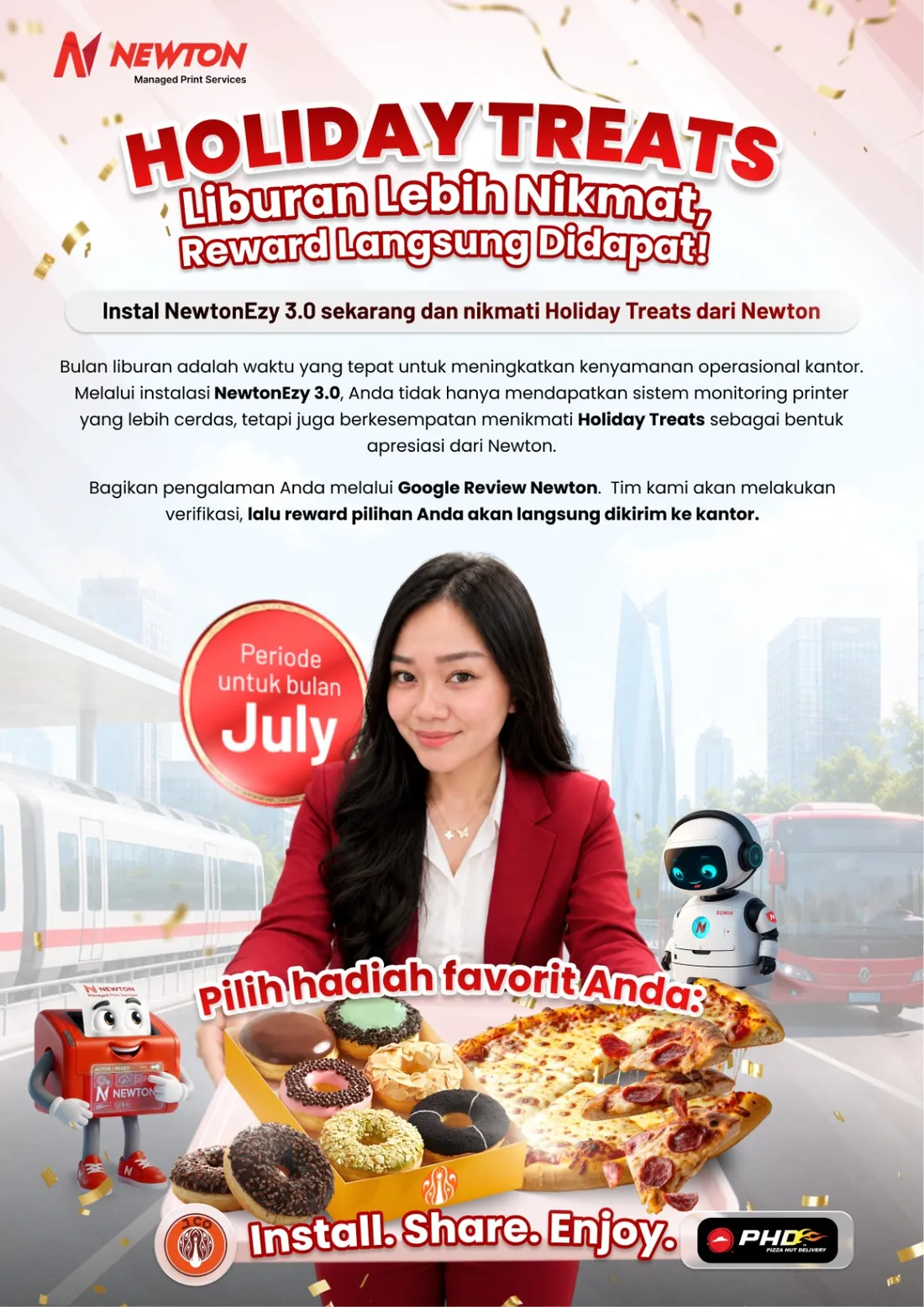 Poster promo Holiday Treats NewtonEzy 3.0 periode Juli